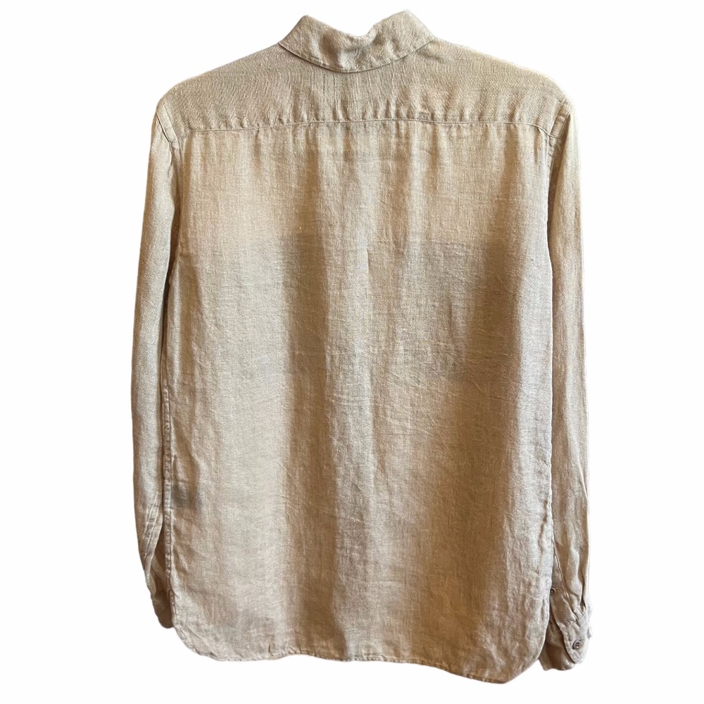 Ralph Lauren 100% Linen Tan Long Sleeve Button Down Women's Shirt Size 6 - Picture 2 of 7